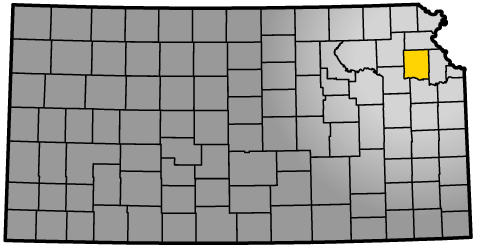 Map of KS  highlighting Jefferson County County's location within the state